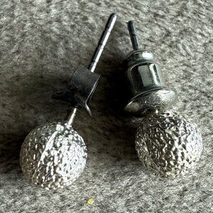 Silver Textured Ball Stud Earrings